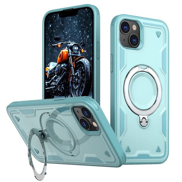 Mobilskal till iPhone 14/13 Plast Militärskydd Kickstand - Blå