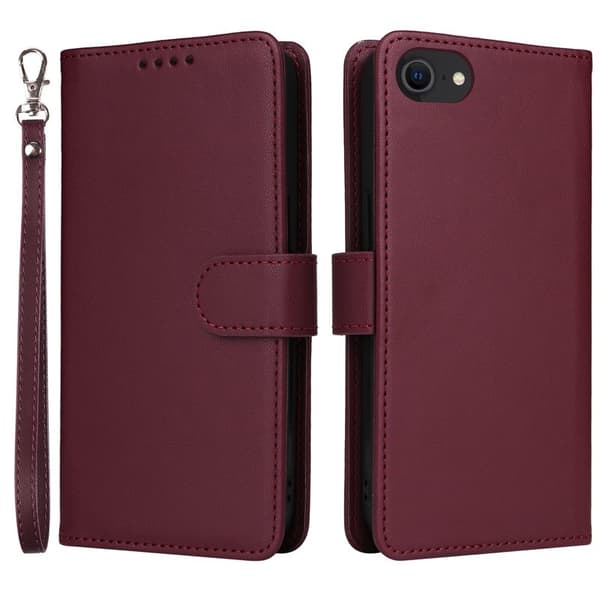 BETOPNICE iPhone 6/6s/7/8/SE (2022) Plånboksfodral Konstläder - Vinröd