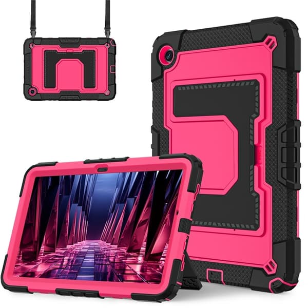 Galaxy Tab A9 Plus Skal Kickstand Med Rem Anti Drop Rosa