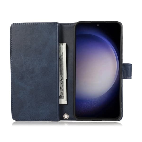 Samsung Galaxy S26 Plånboksfodral Äkta Läder Magnetiskt Skydd - Blå