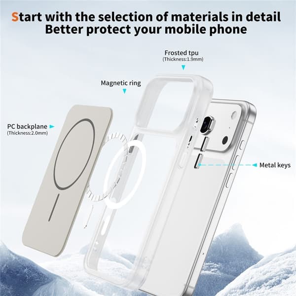 Mobilskal till iPhone 17 Pro Max MagSafe Skin Touch TPU PC - Vit Vit
