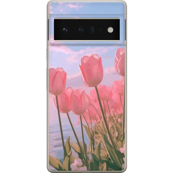 Taske til Google Pixel 6 Pro med lyserøde tulipaner