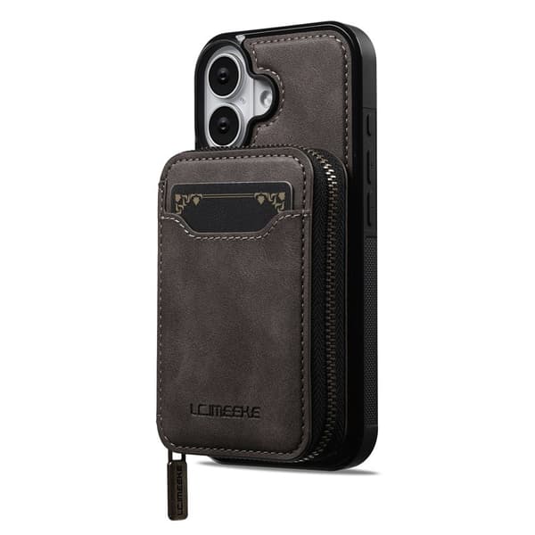LC.IMEEKE L6 iPhone 17 Plånboksfodral Magnetiskt - Konstläder - Brun