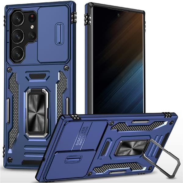 Mobilskal till Galaxy S25 Ultra Kickstand Slide - Marinblå Blå