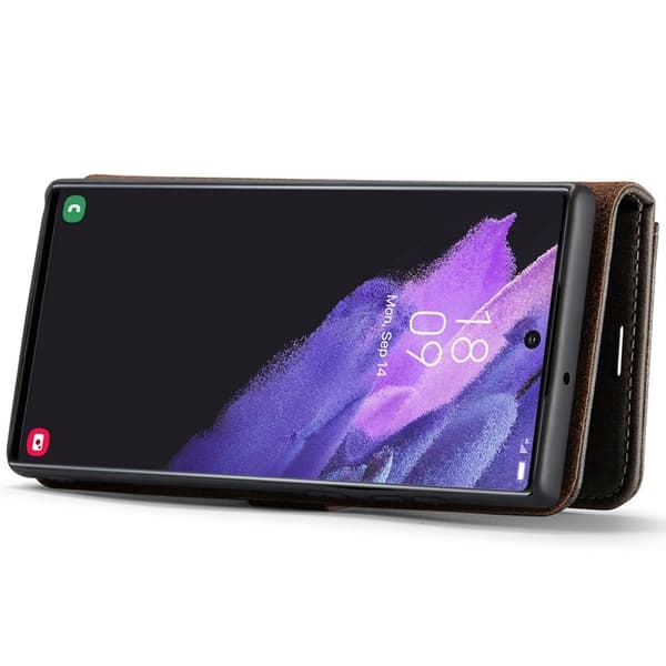 DG.MING Samsung Galaxy S22 Ultra 5G Plånboksfodral Äkta Läder 2-i-1 Grå