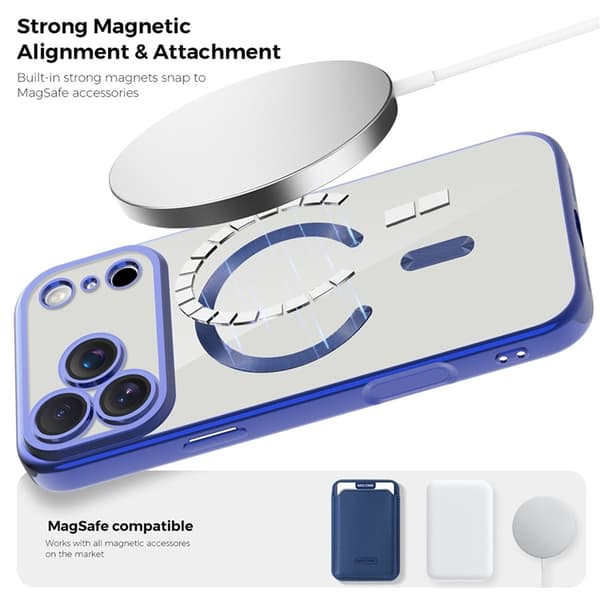 Mobilskal till iPhone 17 Pro Max MagSafe Korthållare TPU + PC - Blå