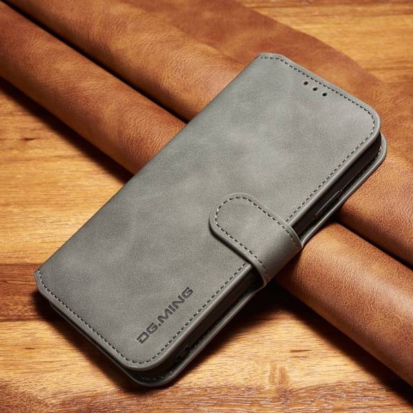 DG.MING Plånboksfodral Konstläder med Kortfack för iPhone XR - Grå