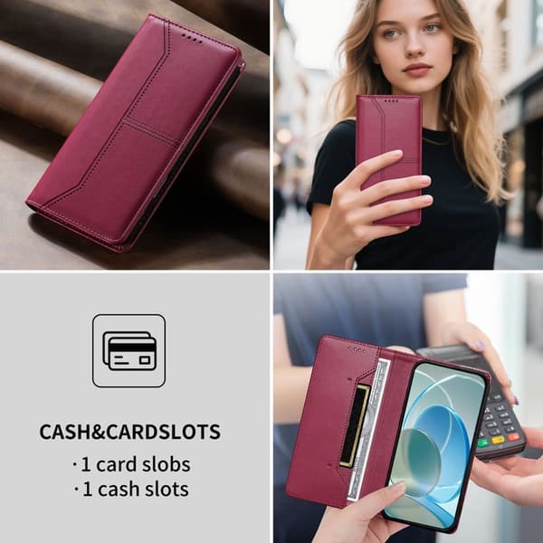 Plånboksfodral för Samsung Galaxy S26 Plus Ställfunktion Konstläder - Röd