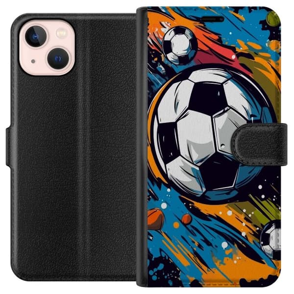 Plånboksfodral till Apple iPhone 13 med Fotbollar