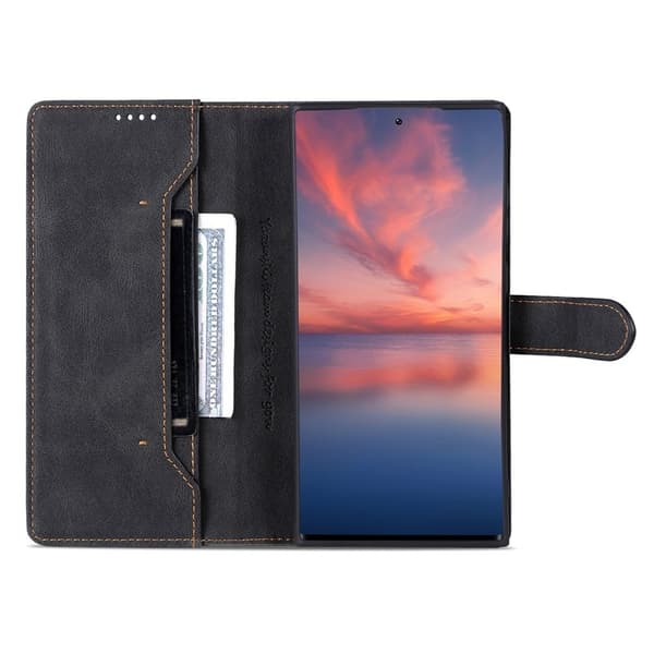 AZNS Samsung Galaxy S23 Ultra Plånboksfodral Konstläder - Svart