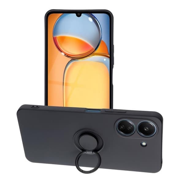 Telefontaske til Xiaomi Redmi 13C/Poco C65 Silikone Ring - Sort Svart