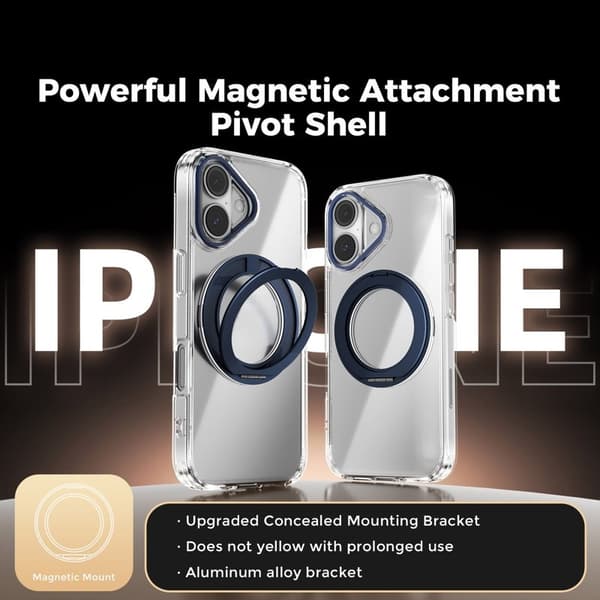 ABEEL Q-LUCK Mobilskal till iPhone 16 Shockproof med Kickstand - Blå