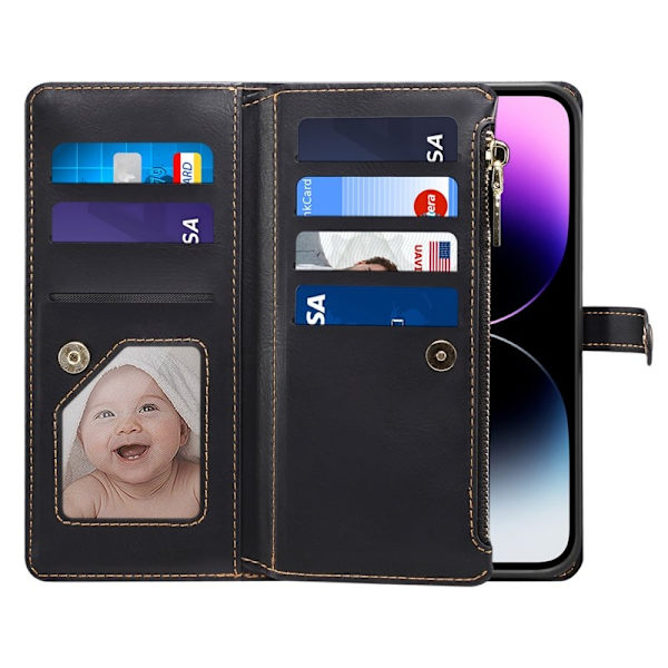 ESEBLE iPhone 16 Plus Plånboksfodral RFID Blocking Konstläder - Svart