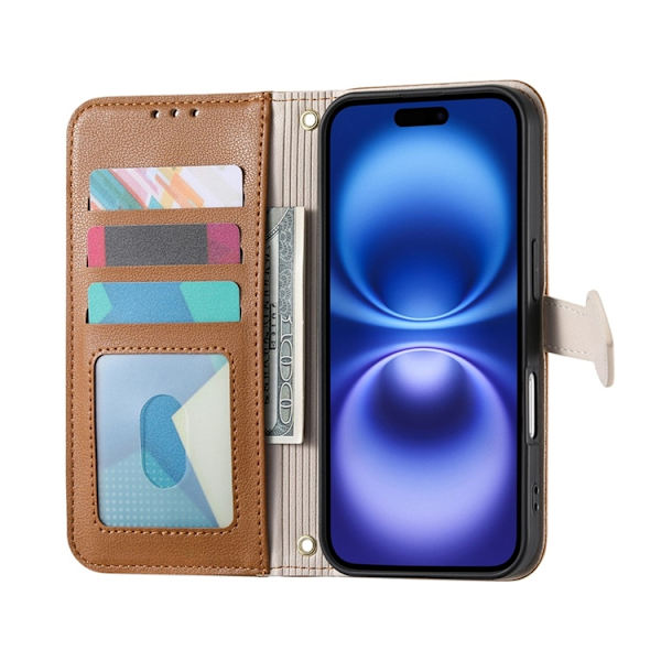 iPhone 17 Pro Max Plånboksfodral Leaf Magnetiskt Spänne Konstläder - Brun Brun