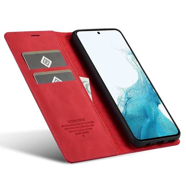 LC.IMEEKE Samsung Galaxy S25 FE Plånboksfodral Konstläder - Röd