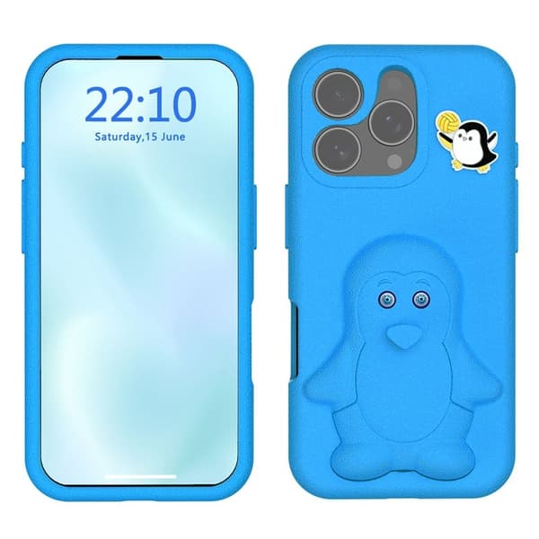 D.G Ming Mobilskal till iPhone 16 Pro Penguin Design - Stöd Shockproof EVA - Blå
