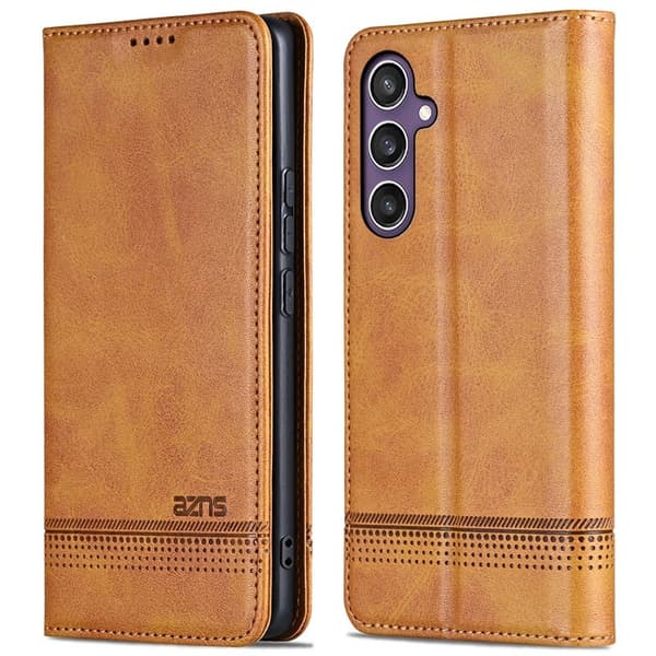 AZNS Samsung Galaxy S24 FE Plånboksfodral Konstläder - Brun