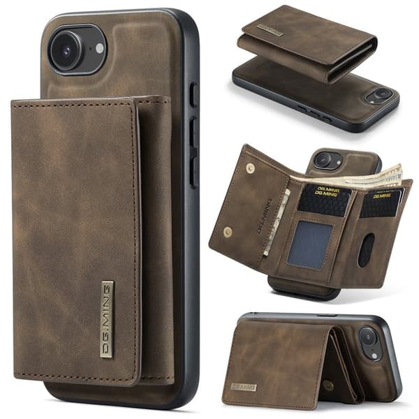 DG.MING M1 Series Mobilskal till iPhone 16e med Kickstand - Brun