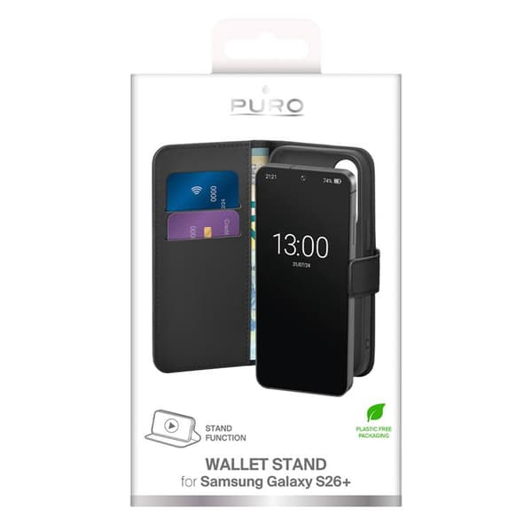 Puro Plånboksfodral för Galaxy S26 Plus Eco-Leather - Svart