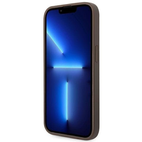 GUESS iPhone 14 Pro Skal Saffiano Metall Gold Logo - Brun Brun