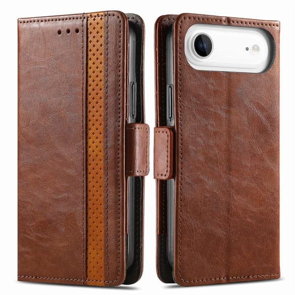 CASENEO iPhone Air Plånboksfodral Konstläder Ställ med RFID - Brun