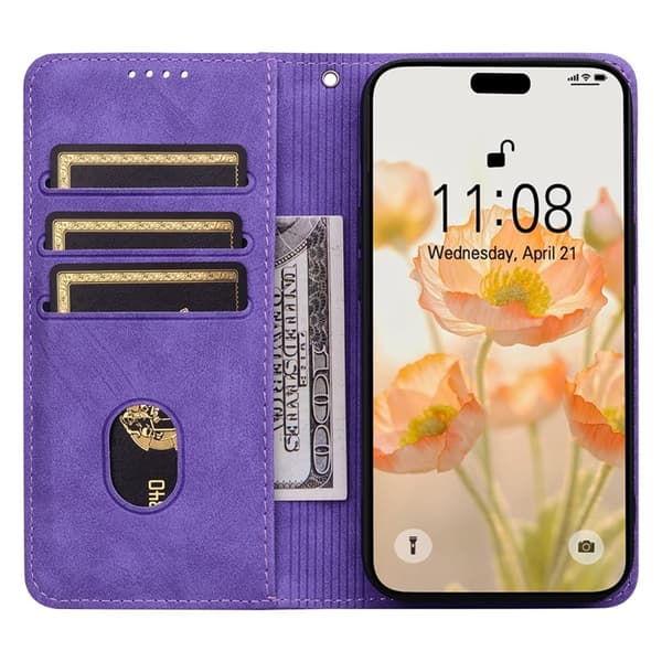 iPhone Air Konstläder Plånboksfodral med Rem Lines Pattern - Lila Lila