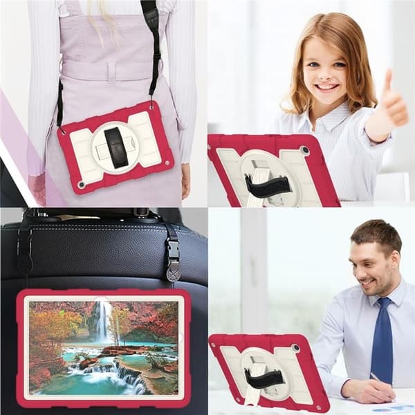Mobilskal till Galaxy Tab A9 Plus Rotating Handrem Med Axelrem Röd