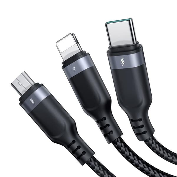 Joyroom USB-C/Lightning/Micro USB -kaapeli 3-in-1 Multi-Use 30cm Black