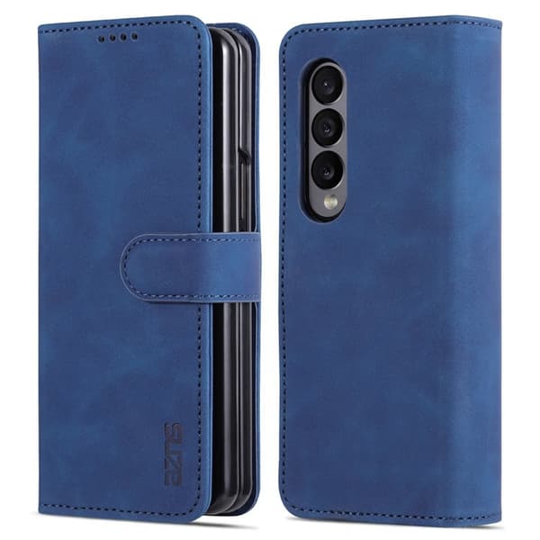 AZNS Samsung Galaxy Z Fold4 Plånboksfodral Konstläder - Blå