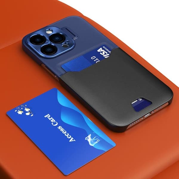 iPhone 14 Cover Kortholder Læder Kickstand - Blå Blå