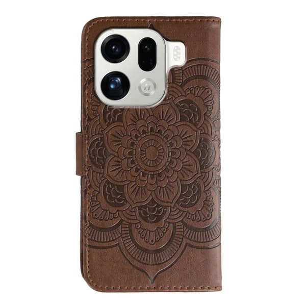 Oppo Find X9 Pro 5G Plånboksfodral Konstläder Mandala - Brun