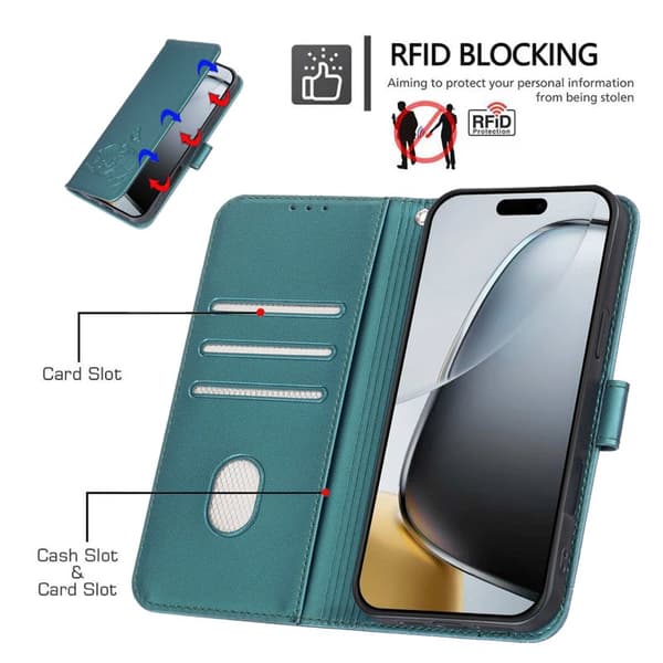 Plånboksfodral för Samsung Galaxy S26 RFID Blocking Ställ - Mörkgrön