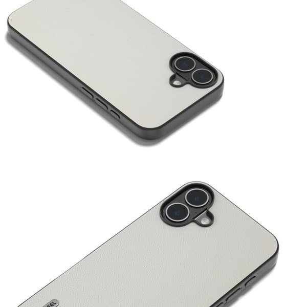 ABEEL Mobilskal till iPhone 16 Äkta Läder Coated PC+TPU Vit