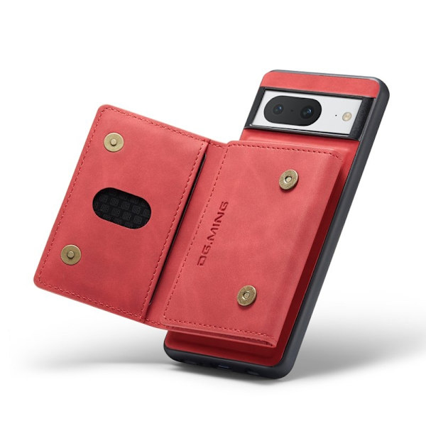 DG.MING Google Pixel 8 Konstläder Plånboksfodral Magnetisk Röd