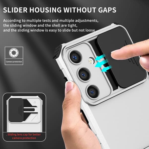 Mobilskal för Samsung Galaxy S26 Kamera Slider PC + TPU - Silver