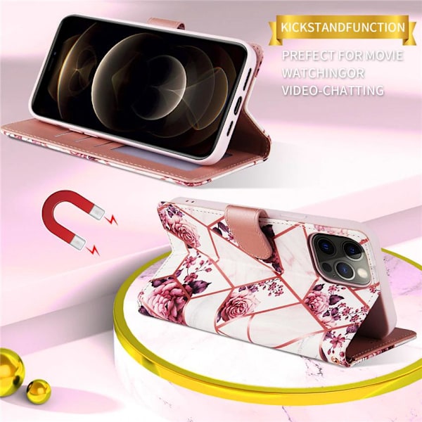 Marble Grid Wallet Case til Galaxy S21 - Roses Samsung