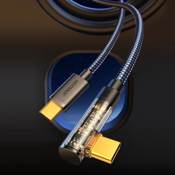 Joyroom Kulmikas USB-C-USB-C-kaapeli 100 W 1,2 m - musta