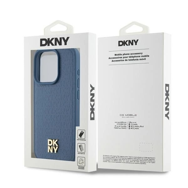 DKNY iPhone 15/14/13 Mobilskal Magsafe Läder Pattern Metal Logo