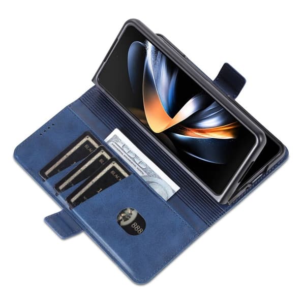 AZNS Samsung Galaxy Z Fold4 Plånboksfodral Konstläder - Blå