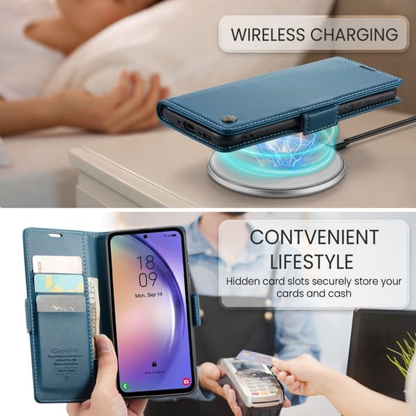 CASEME Plånboksfodral Konstläder för Samsung Galaxy A54 5G - Blå