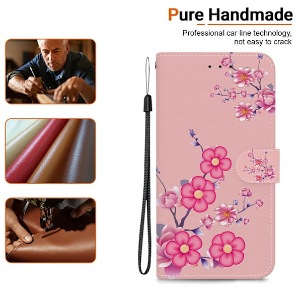 Sony Xperia 1 VII Konstläder Plånboksfodral Pattern Printing - Sakura Rosa