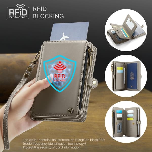 CASEME Me60 Konstläder Plånboksfodral med RFID-skydd - Grå