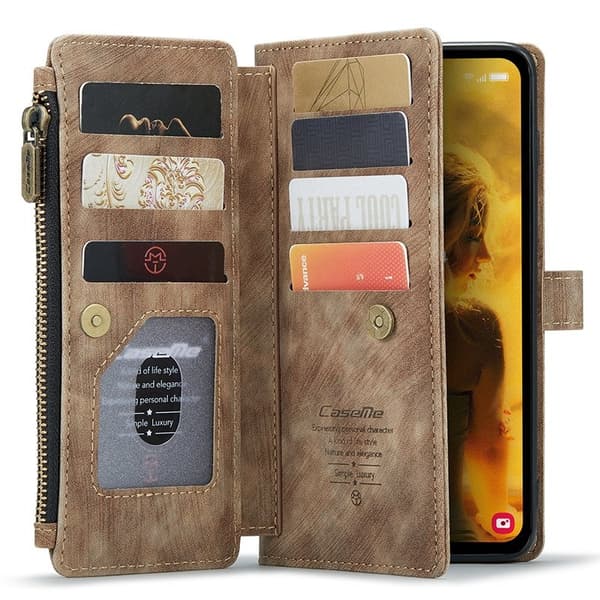 CASEME C30 Plånboksfodral för Samsung Galaxy S23 FE - Brun Konstläder