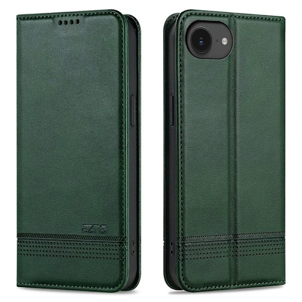 AZNS iPhone 16e Plånboksfodral Konstläder - Grön