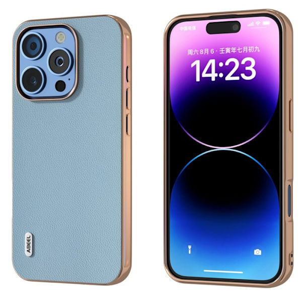 ABEEL Mobilskal till iPhone 16 Pro Max Äkta Läder - Ljusblå