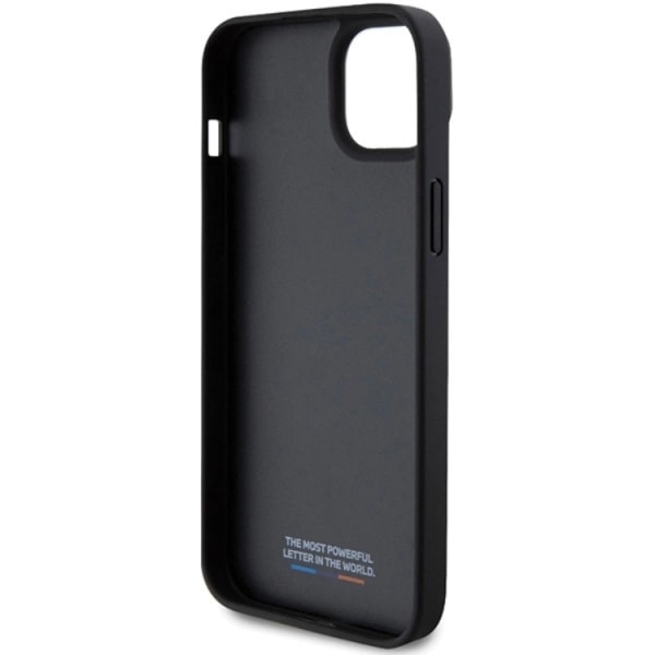 BMW iPhone 15/14 Plus Mobilcover Perforeret Tricolor Line - Sort