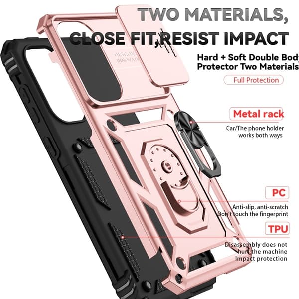 Mobilskal till Galaxy A36/A56 Kickstand PC + TPU - Roséguld Roséguld