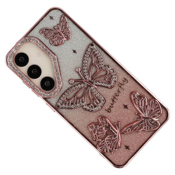 Mobilskal för Samsung Galaxy S26 Plus 3D Fjäril TPU - Rosa