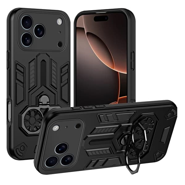 Mobilskal till iPhone 17 Pro Max Ringhållare Kickstand - Svart Svart
