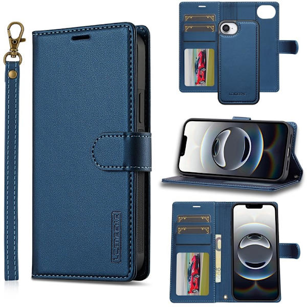 LC.IMEEKE L2 Series iPhone 16e Plånboksfodral Konstläder - Blå